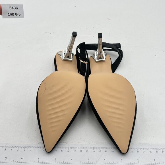 Black Pointy Toe Pumps High Heel Strappy Evening Party Event Stiletto Shoes - Picture 6 of 6